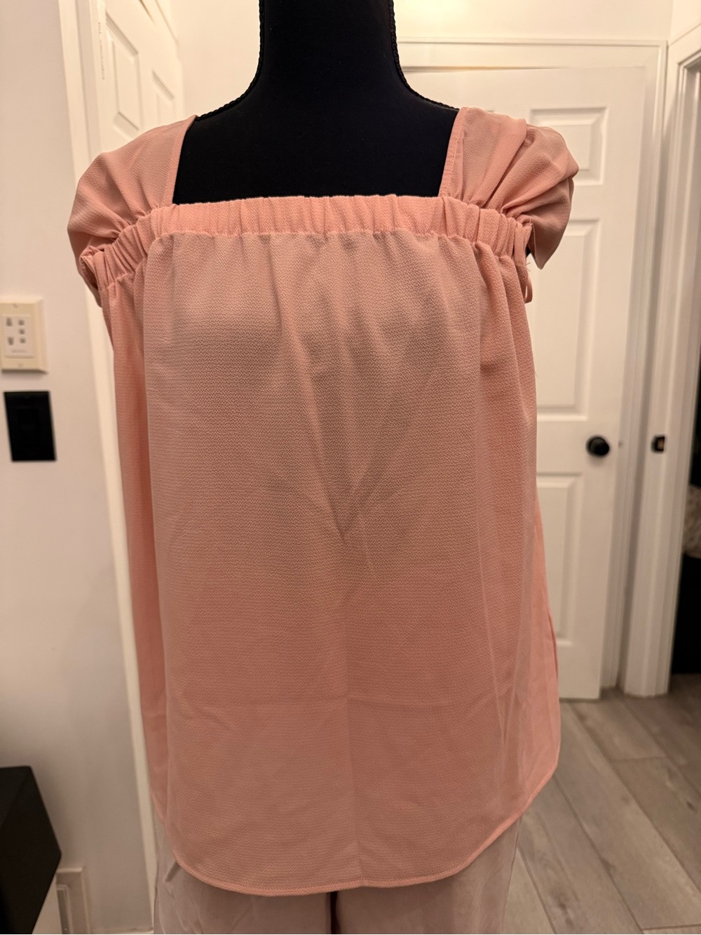 CeCe Peach-Pink Square Neck Peasant Tunic
